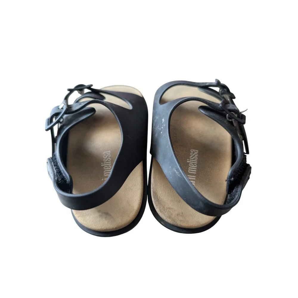 Mini Melissa Kids Black Vegan Double Buckle Jelly Sandals Size 6 USA‎ 21 EUR F1